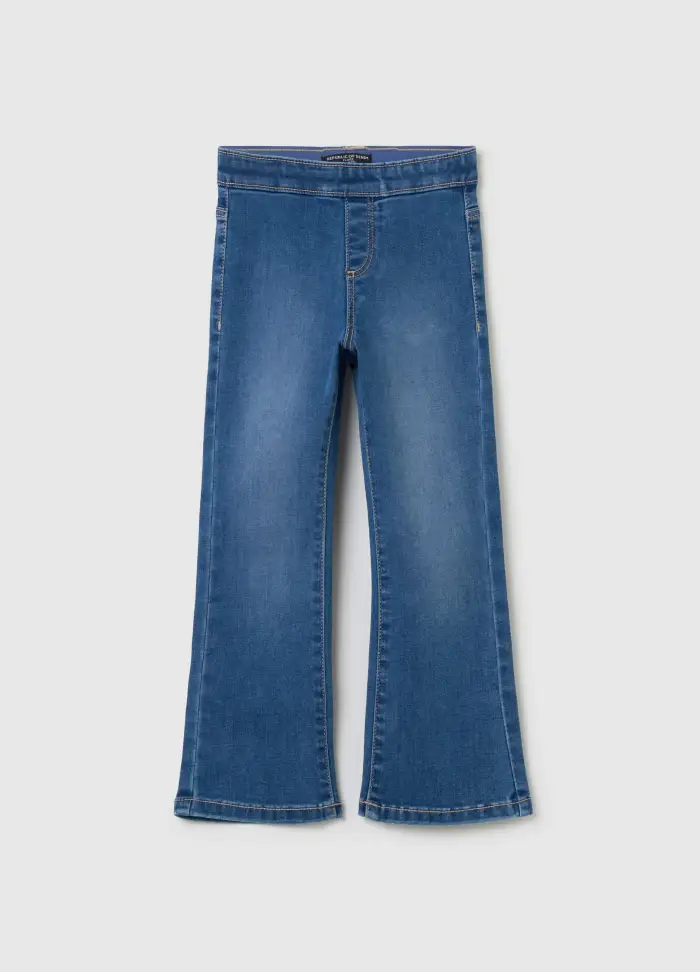 Jeggings Flare Fit Con Tasche, Bambina, Denim