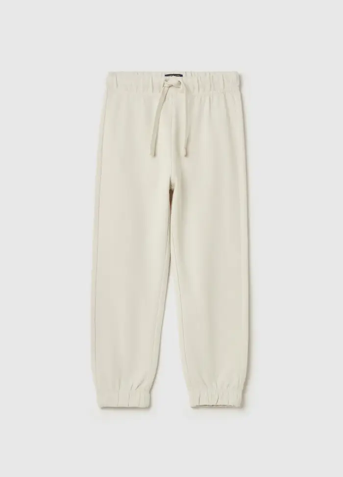 Joggers Con Coulisse E Profili Elasticati, Bambino, Bianco