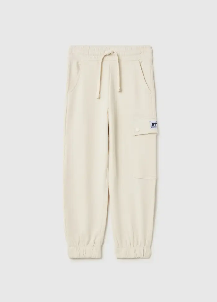 Joggers Con Coulisse E Tasche, Bambino, Bianco
