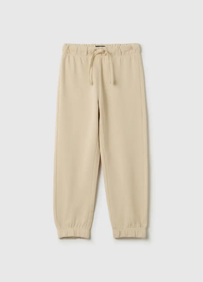 Joggers In Felpa Con Coulisse, Bambino, Beige
