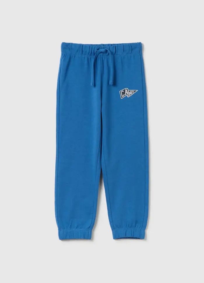 Joggers In French Terry Con Coulisse E Stampa, Bambino, Blu
