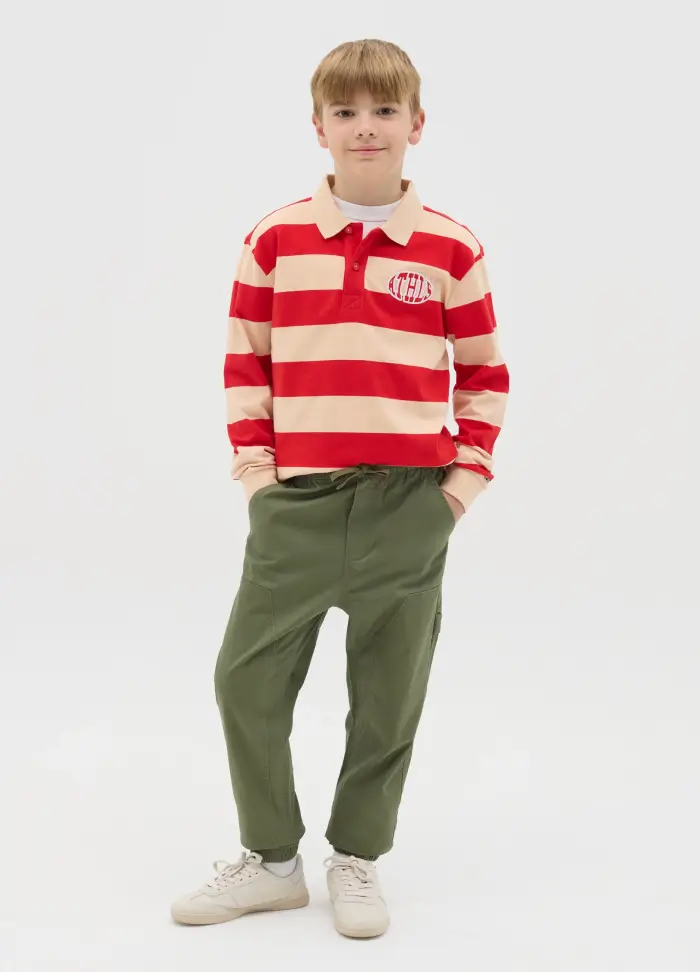 Joggers Worker In Cotone Stretch, Bambino, Verde