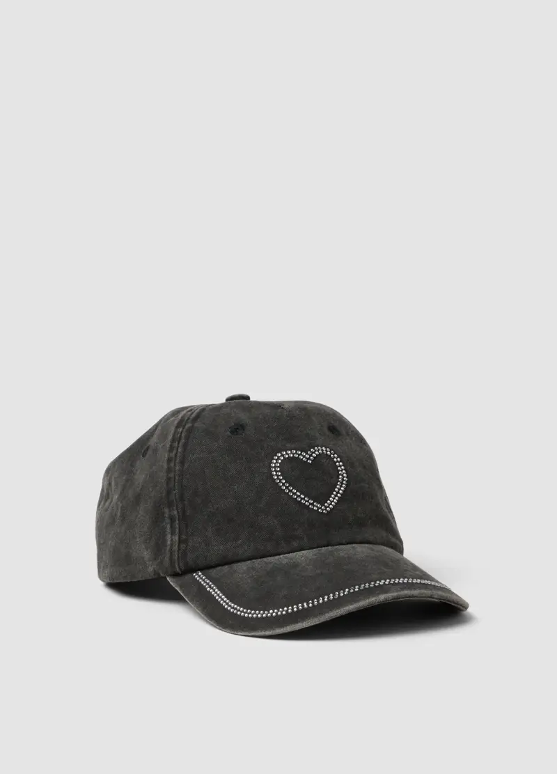 OVS KIDS Cappello Da Baseball In Puro Cotone Grigio Da Bambina Con Strass, Grigio