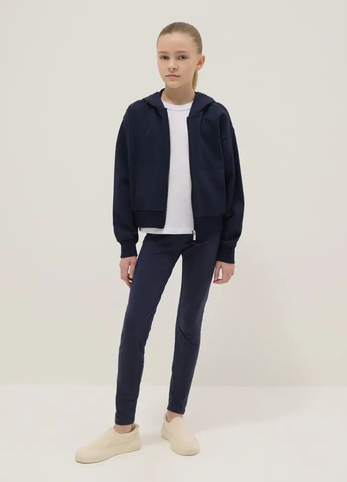 Leggings Blu Da Ragazza In Cotone Elasticizzato Skinny Fit, Bambina, Blu