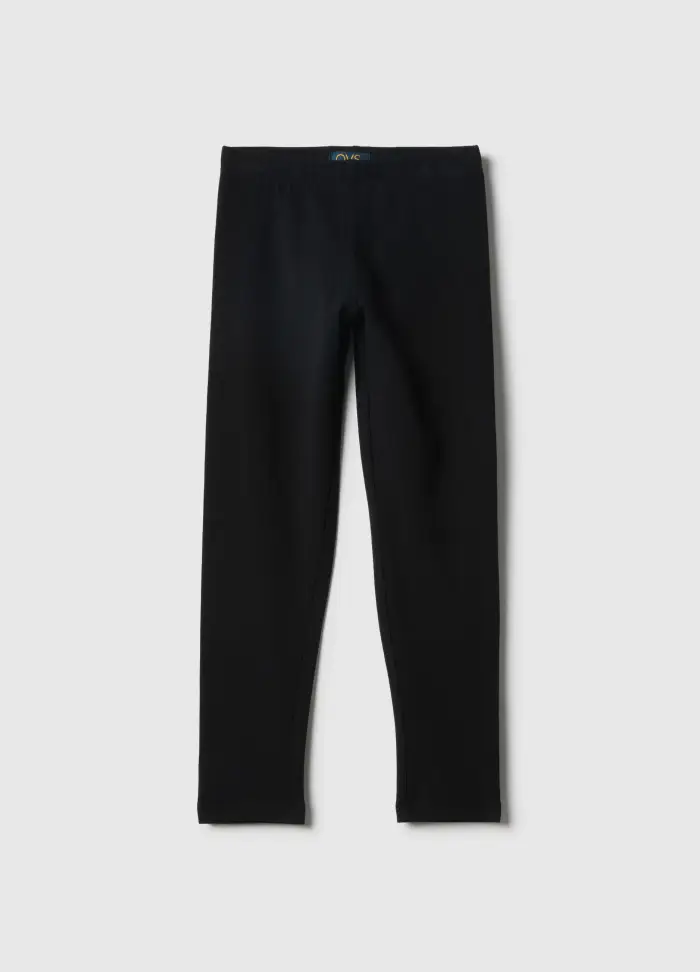 OVS KIDS Leggings In Cotone Elasticizzato Nero Da Bambina Slim Fit, Nero