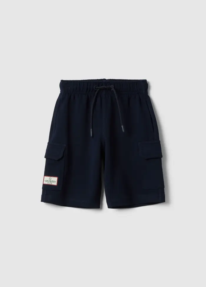 Shorts Blu In Puro Cotone Da Bambino Con Vita Elasticizzata Regular Fit, Blu