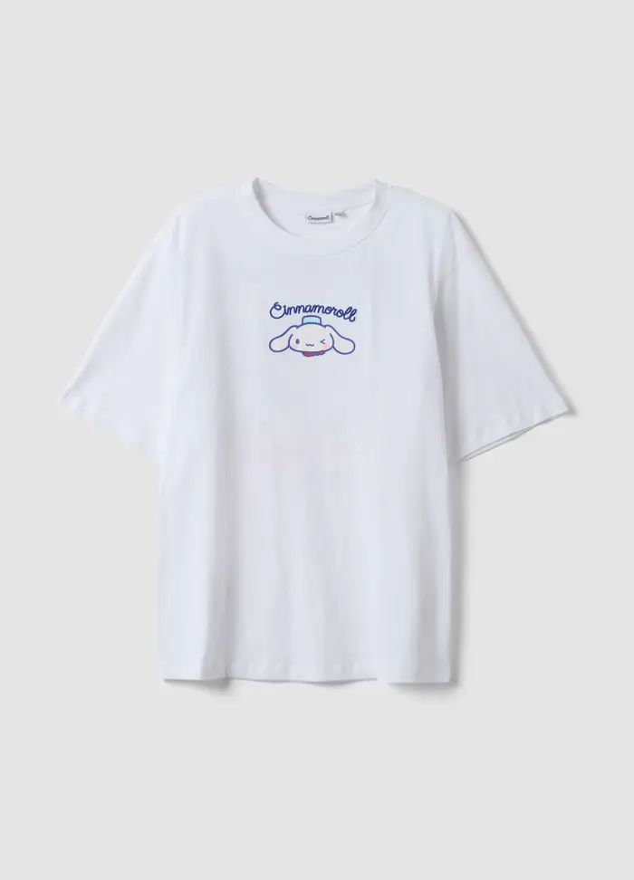 T-shirt Bianca In Puro Cotone A Maniche Corte Con Stampa, Bambina, Bianco