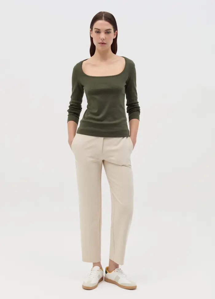 Pantalone Slim Fit Ankle, Donna, Beige