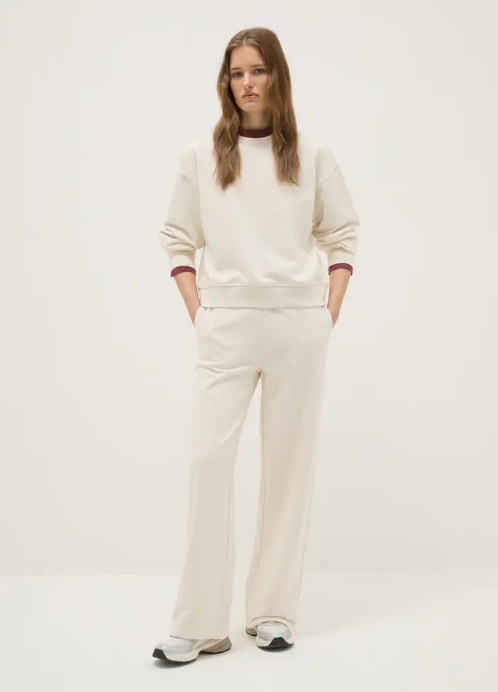 Pantaloni Jogger In Misto Cotone Bianchi Regular Fit, Donna, Bianco