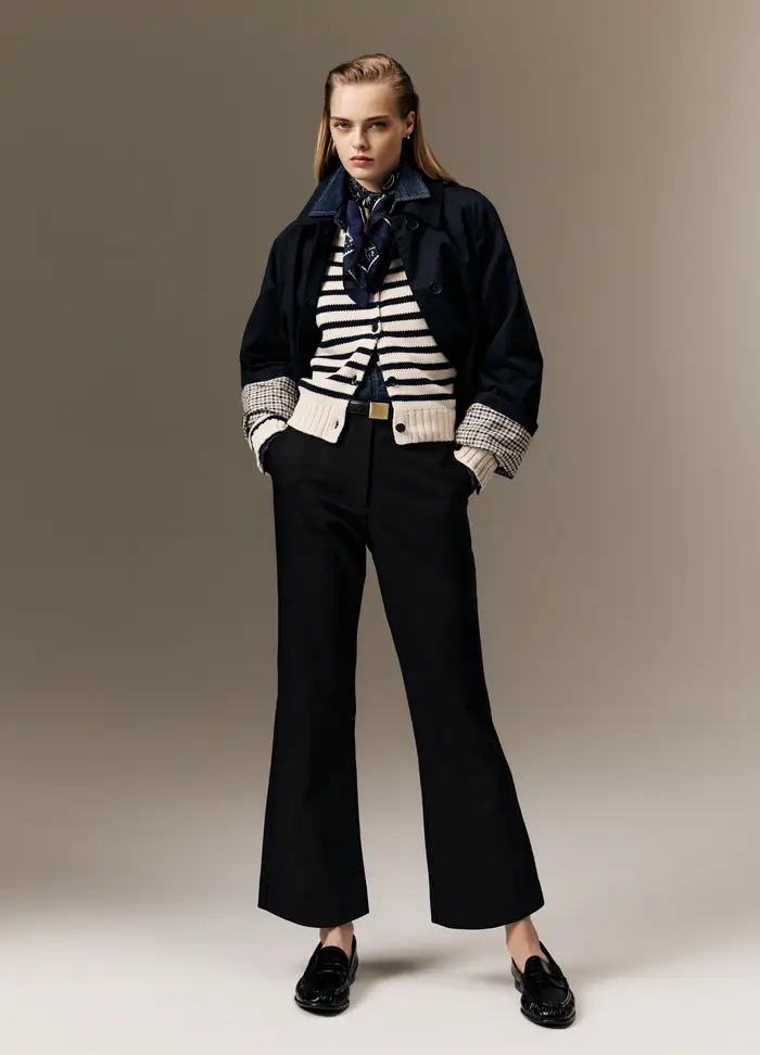 Pantaloni The Iconic Pants Neri In Cotone Elasticizzato Flare Fit, Donna, Nero