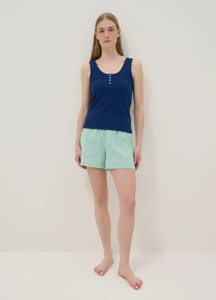 Short Pigiama Corto Verde In Cotone Organico Regular Fit, Donna, Verde