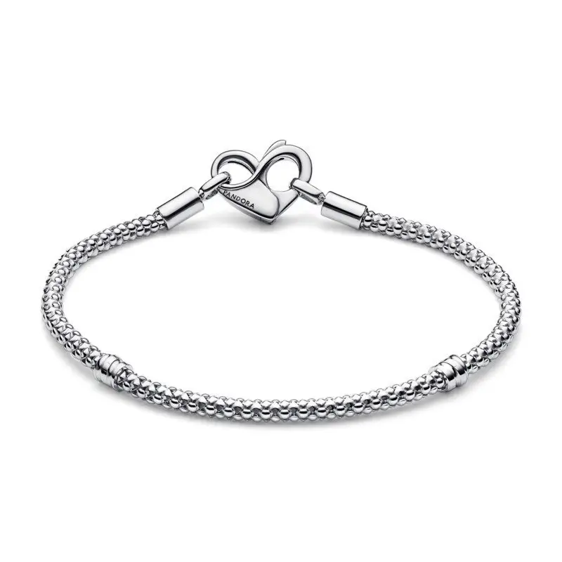 PANDORA Bracciale Maglia Geometrica con Chiusura a Cuore