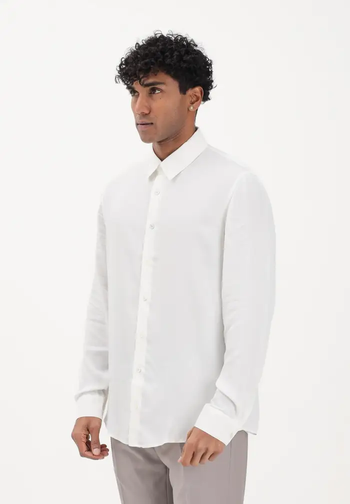 Camicia a manica lunga bianca da uomo