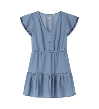 Pepe Jeans per ragazza PG951701 Abito blu Darcie (14años= 164cm), Casual, Manica corta, Lyocell, moda per bambini