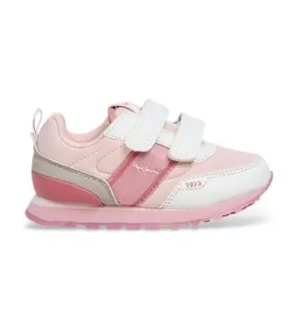 Pepe Jeans per ragazza PGS400011 Sneakers Sublin rosa Sweet, Tessuto, Basso, Velcro, Casual, Sportivo, moda per bambini Bianco
