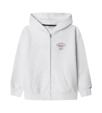 Pepe Jeans per ragazzo PB581680 Felpa bianca Jackson (8Años= 128cm), Bianco, Casual, Cotone, Sostenibile, moda per bambini