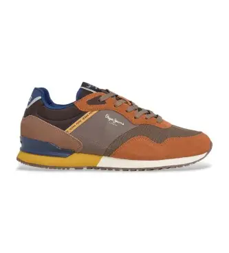 per uomo PMS400011 Sneakers in pelle marrone mattone di Londra (46), Basso, Stringhe, Casual