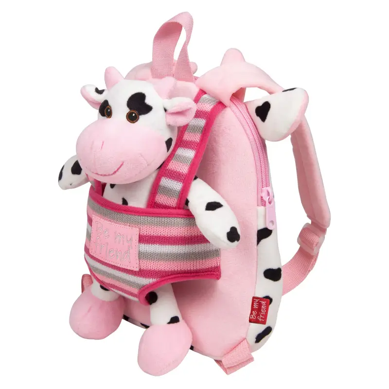 Perletti Zainetto Reversibile con Peluche Mucca