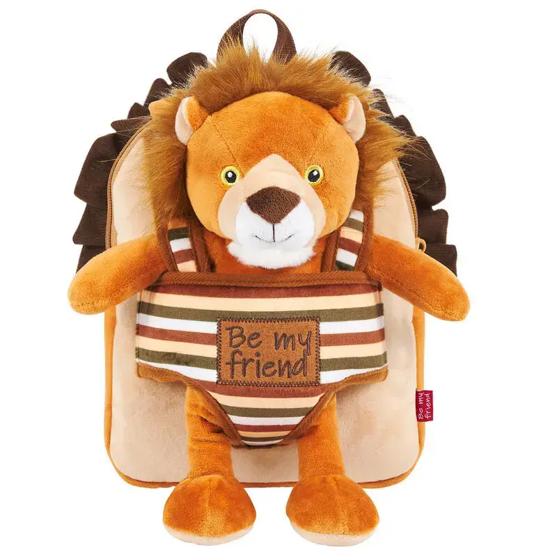 Perletti Zaino reversibile con peluche Lenny Lion Marron