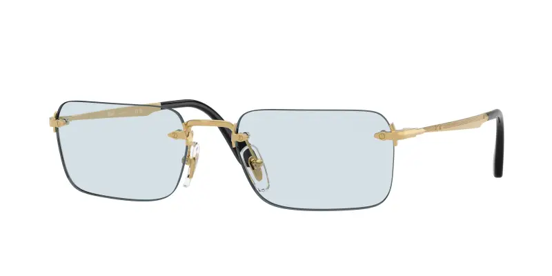 Persol Unisex PO1030V LUC 1156 Montature da vista Metallo Oro Azzurro Squadrata Normale