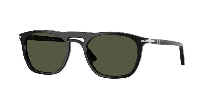 Persol Unisex PO3391S GAE 95/31 Occhiali da sole Acetato Nero Verde Squadrata Normale