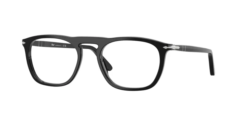 Persol Unisex PO3391V 95 Montature da vista Acetato Nero Trasparente Squadrata Normale