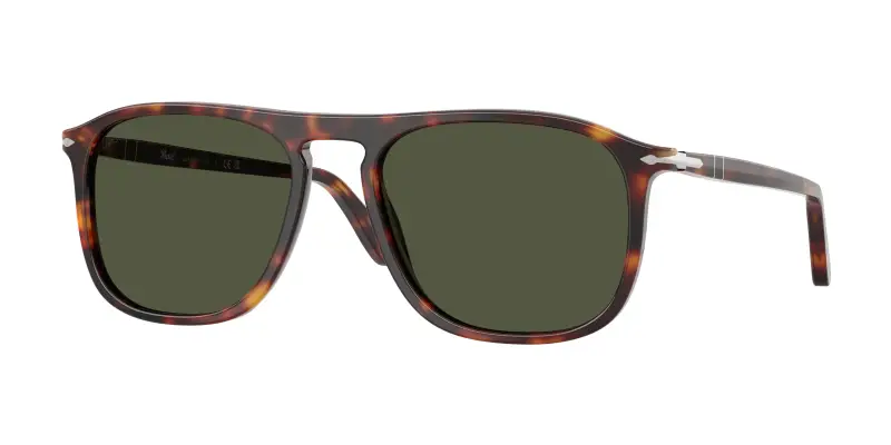 Persol Unisex PO3392S 24/31 Occhiali da sole Acetato Tartaruga Verde Squadrata Normale