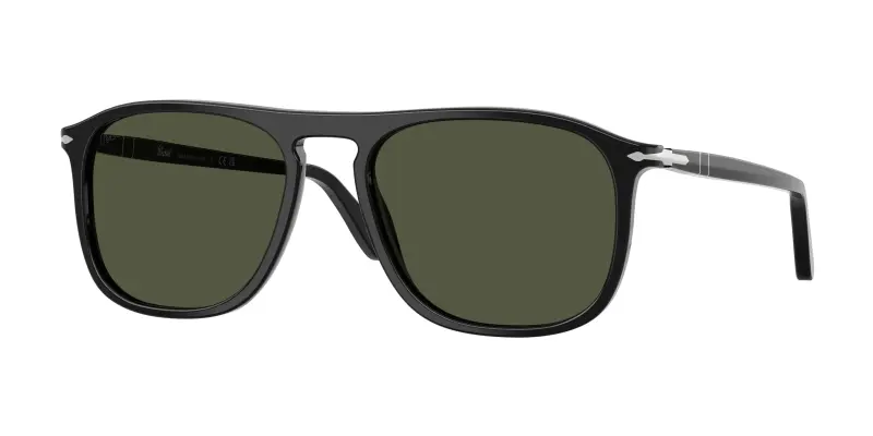 Persol Unisex PO3392S 95/31 Occhiali da sole Acetato Nero Verde Squadrata Normale