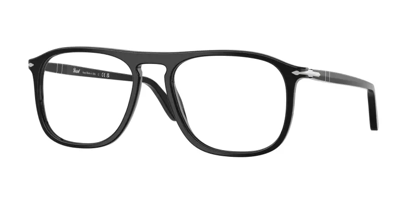 Persol Unisex PO3392V 95 Montature da vista Acetato Nero Trasparente Squadrata Normale