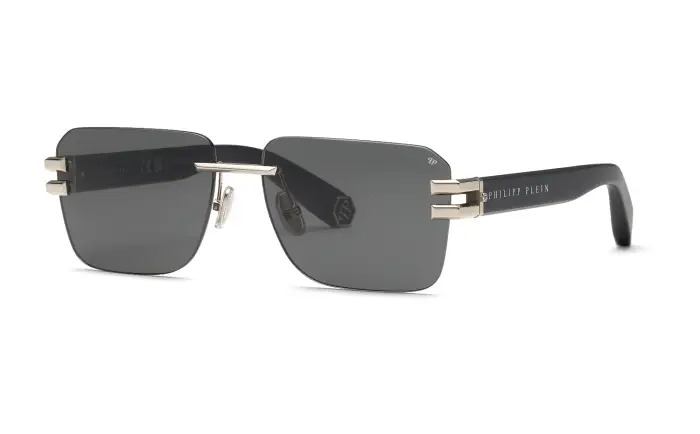 Philipp Plein Uomo SPP086M PLEIN PLEASURE 579 Occhiali da sole Metallo Fumo Squadrata Normale