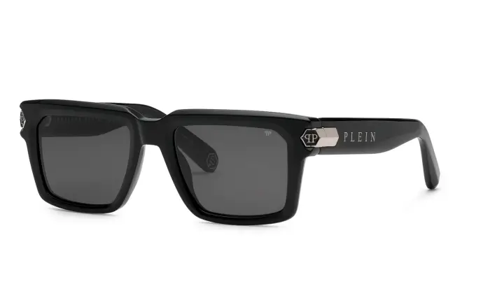 Philipp Plein Uomo SPP181M PLEIN EMPIRE 700 Occhiali da sole Acetato Nero Fumo Squadrata Normale