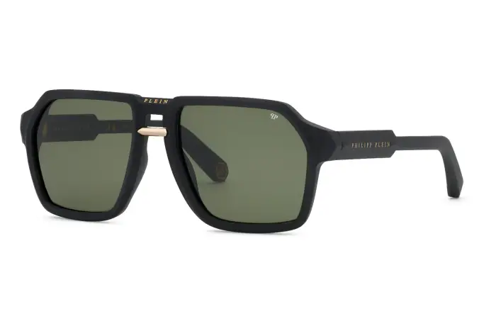 Philipp Plein Uomo SPP203M PLEIN CONTEMPORARY U28Y Occhiali da sole Iniettato Nero Verde Geometrica Normale