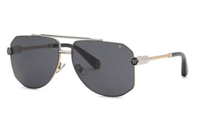 Philipp Plein Uomo SPP204 PLEIN ROYAL 500 Occhiali da sole Metallo Fumo Geometrica Normale