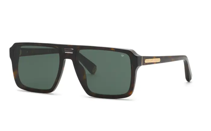 Philipp Plein Uomo SPP211 PLEIN ESSENTIAL 722 Occhiali da sole Acetato Havana Grigio Squadrata Normale