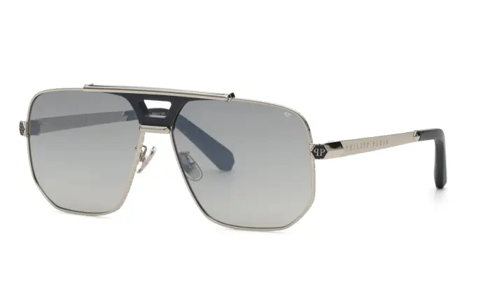 Philipp Plein Uomo SPP226M PLEIN ROYAL 579X Occhiali da sole Metallo Fumo Geometrica Normale Sfumato