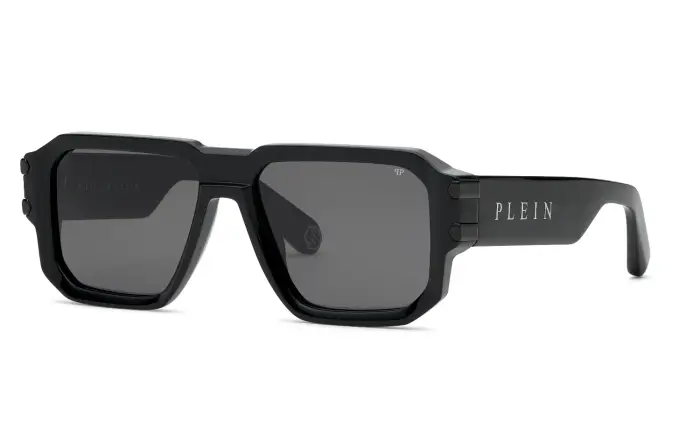 Philipp Plein Uomo SPP230 PLEIN EAGLE 700K Occhiali da sole Acetato Nero Fumo Geometrica Normale