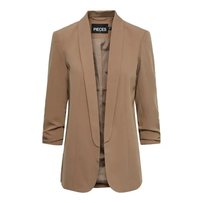 Blazer 3/4 da donna Pieces Boss Beige