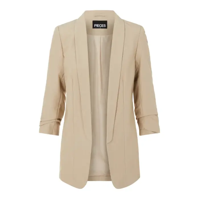 Blazer 3/4 da donna Pieces Boss Beige
