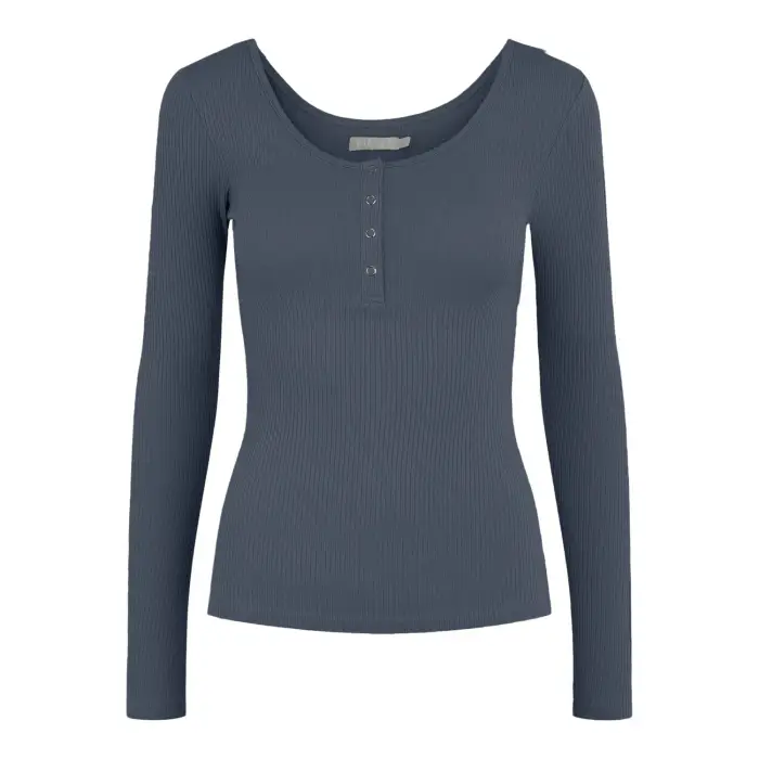 Maglietta donna a maniche lunghe Pieces Kitte Bleu