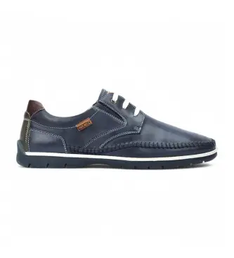 per uomo M9A-4118 Scarpe Marbella in pelle elasticizzata con lacci blu (46), Basso, Stringhe, Casual