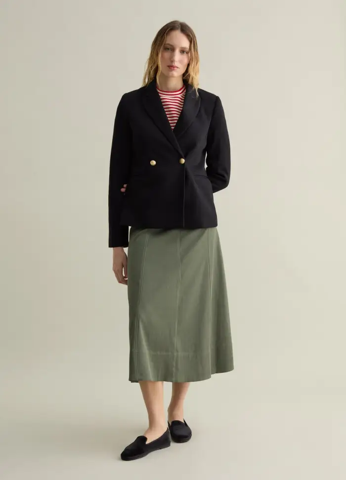 Blazer Doppiopetto In Maglia Con Bottoni Dorati, Donna, Nero