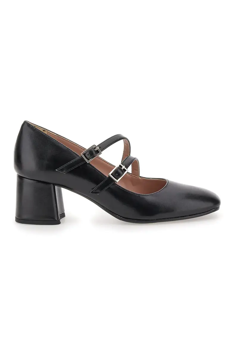 PITTARELLO CLASS Décolleté Mary Jane nere con doppio cinturino Made in Italy 716 [NERO]