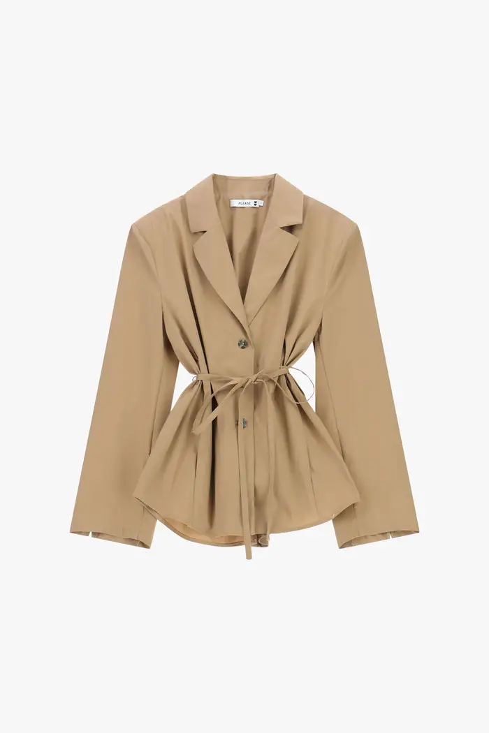 Please Blazer regular-fit con cintura e bottoni frontali Biscotto