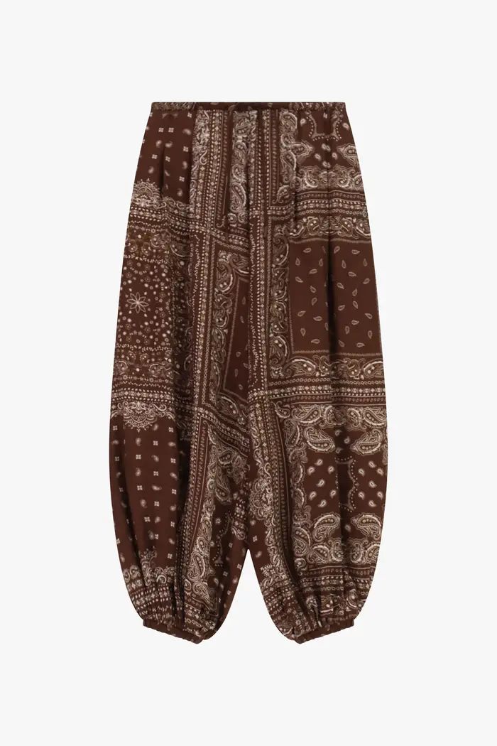 Please Pantaloni palazzo stampa bandana vita alta Moro