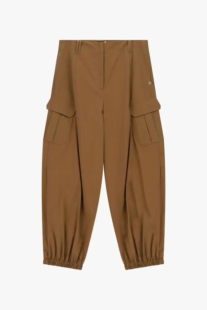 Please Pantaloni palazzo tasche cargo con fondo elasticizzato Biscotto