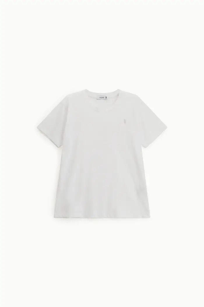 T-shirt regular-fit girocollo logo ricamato Bianco
