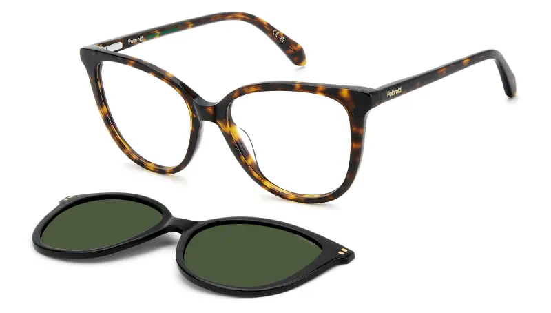 Polaroid Donna PLD D605/C 086/UC Montature da vista Acetato Havana Verde Farfalla Polarizzata