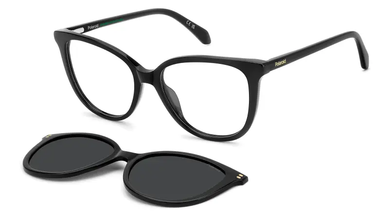 Polaroid Donna PLD D605/C 807/M9 Montature da vista Acetato Nero Grigio Farfalla Polarizzata