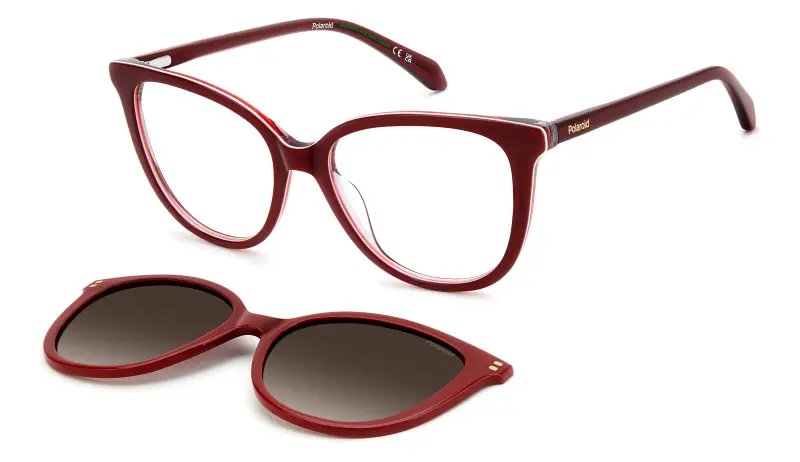 Polaroid Donna PLD D605/C C9A/LA Montature da vista Acetato Rosso Marrone Farfalla Polarizzata Sfumato