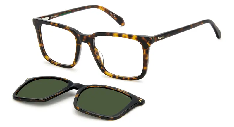 Polaroid Uomo PLD D604/C 086/UC Montature da vista Acetato Havana Verde Squadrata Polarizzata